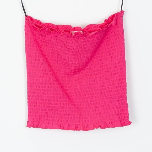 H&M Womens Smocked Stretch Ruffle Hem Sleeveless Tube Top Size S Pink Summer NWT - Picture 3 of 5